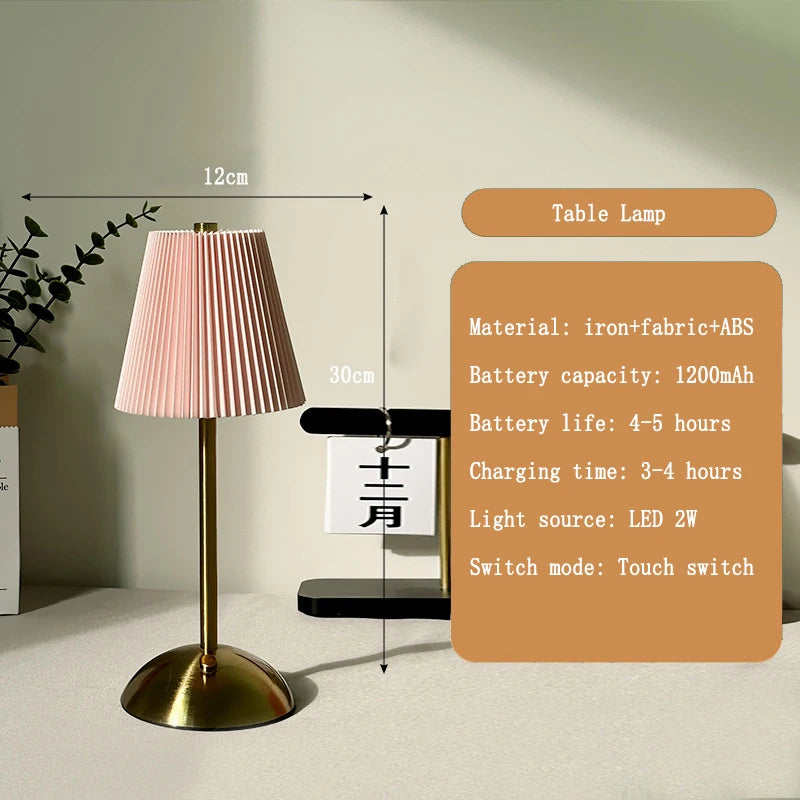 lampe table moderne or noir blanc plissée abat jour rechargeable certifications vde ul rohs