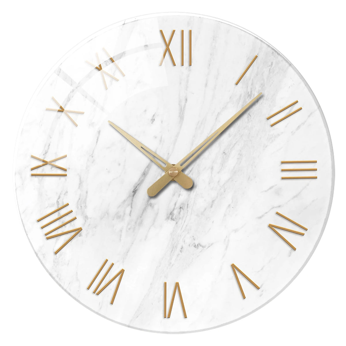 horloge murale moderne marbre blanc aiguille quartz 12 pouces adhésif salon