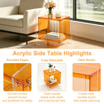 table d'appoint moderne transparente rouge orange carree minimaliste maison chambre salon