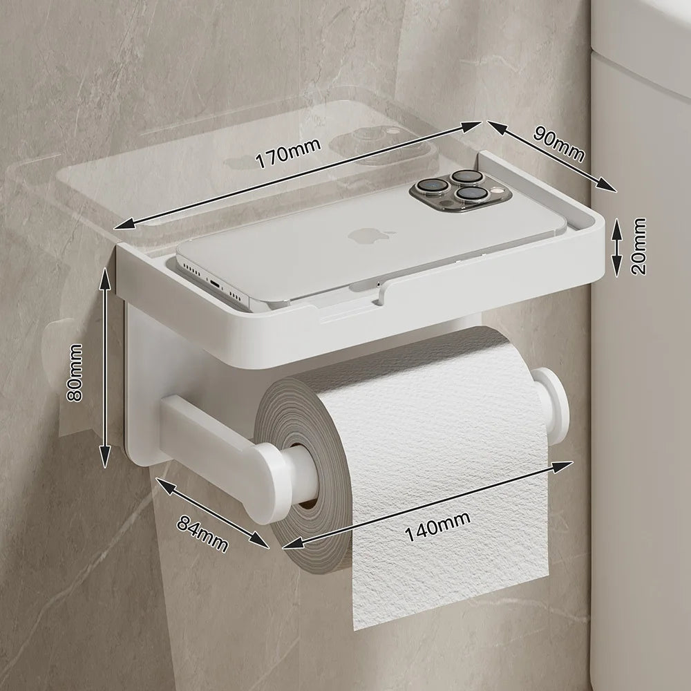 porte serviettes moderne porte papier toilette étagère rangement aluminium gris salle bain adhésif minimaliste