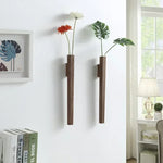 vases muraux bois naturel minimaliste modernes japonais fleurs plantes fixation murale