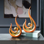 sculpture décorative moderne abstraite nordique cadeau artisanal email céramique forme ondulée boule dorée décoration