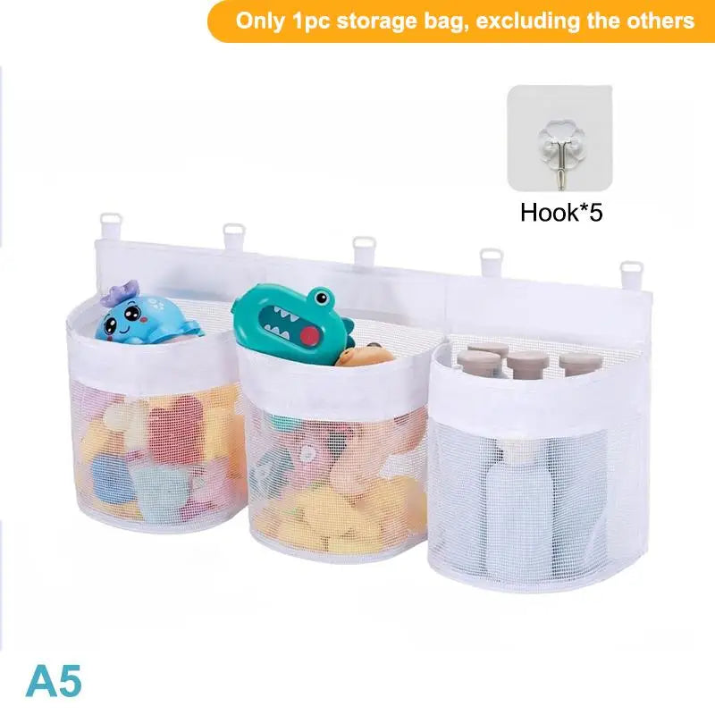 Sac rangement bain blanc nuages arc ciel clips adhésifs réutilisable moderne jouets bouteilles