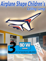 lampe avion enfant bleu blanc rouge détails télécommande moderne éclairage quotidien contemporain