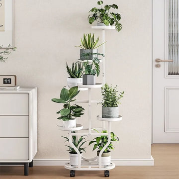 meuble fleurs or blanc moderne niveaux roulettes métal assemblageintérieur plante pots