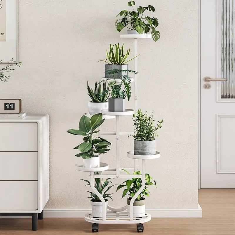 meuble fleurs or blanc moderne niveaux roulettes métal assemblageintérieur plante pots