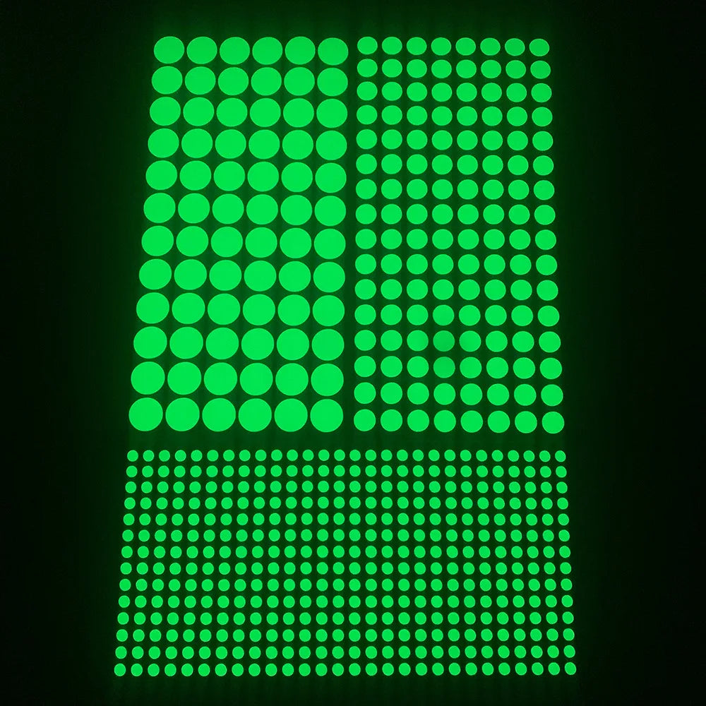 autocollants lumineux vert fluo cercles modernes adhésifs non toxiques mur chambre enfants decoration nocturne