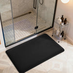 tapis bain antidérapant gris foncé moderne texture coral fleece 60x40cm 80x50cm