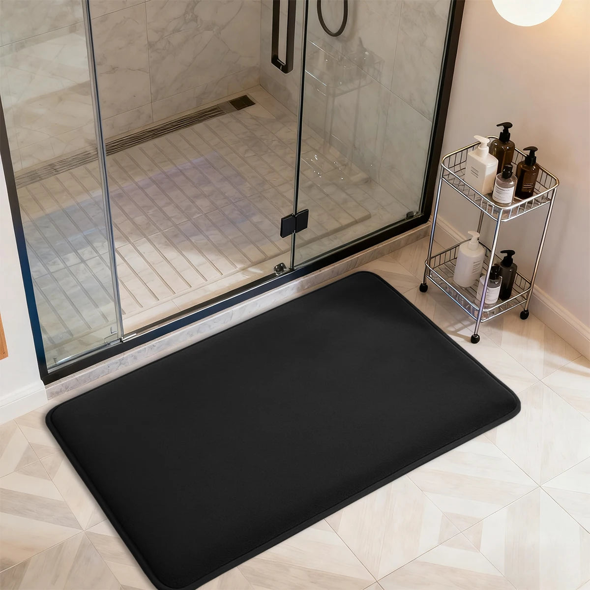 tapis bain antidérapant gris foncé moderne texture coral fleece 60x40cm 80x50cm