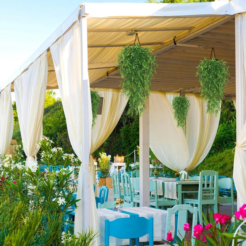 guirlande suspendue fleurs artificielles violet vert jaune moderne décorative extérieure exposition festive prénuptiale mariage