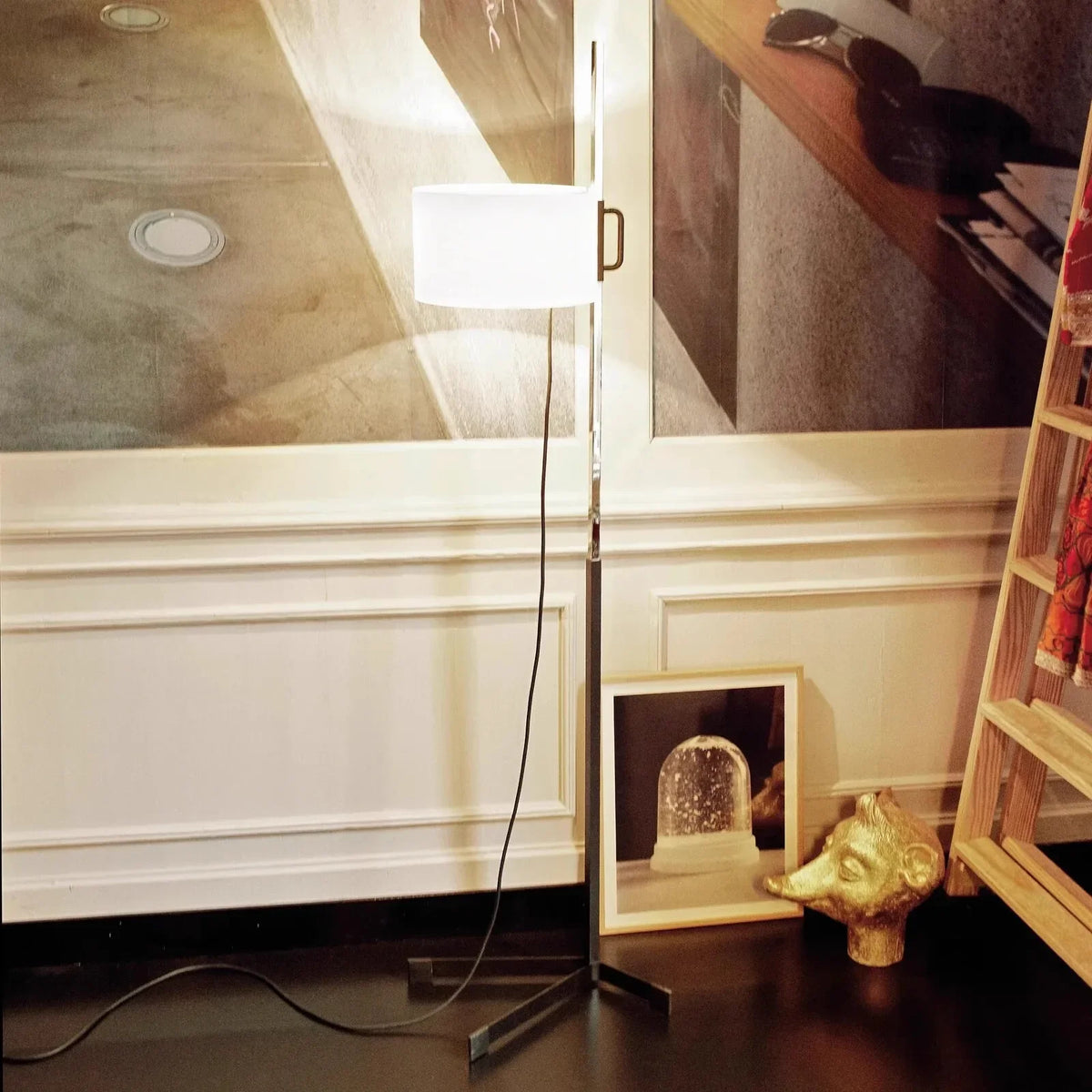 lampe sol moderne noir blanche tissu réglable led 6000k 3000k 170cm