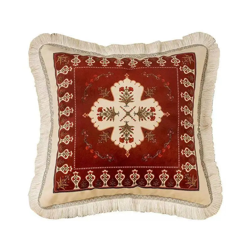 coussin carré fleuri rouge velours polyester traditionnel décor maison voitures 45x45cm 55x55cm