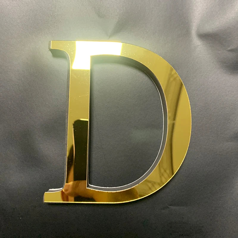 lettre décorative acrylique effet miroir doré décoration murale mariage fête maison moderne
