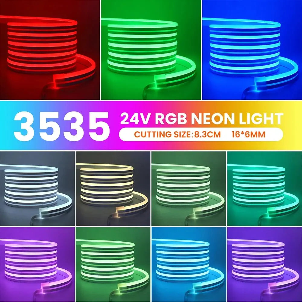 ruban led néon multicolore rayures horizontales moderne 24v rgb 10m 20m 30m télécommande bluetooth