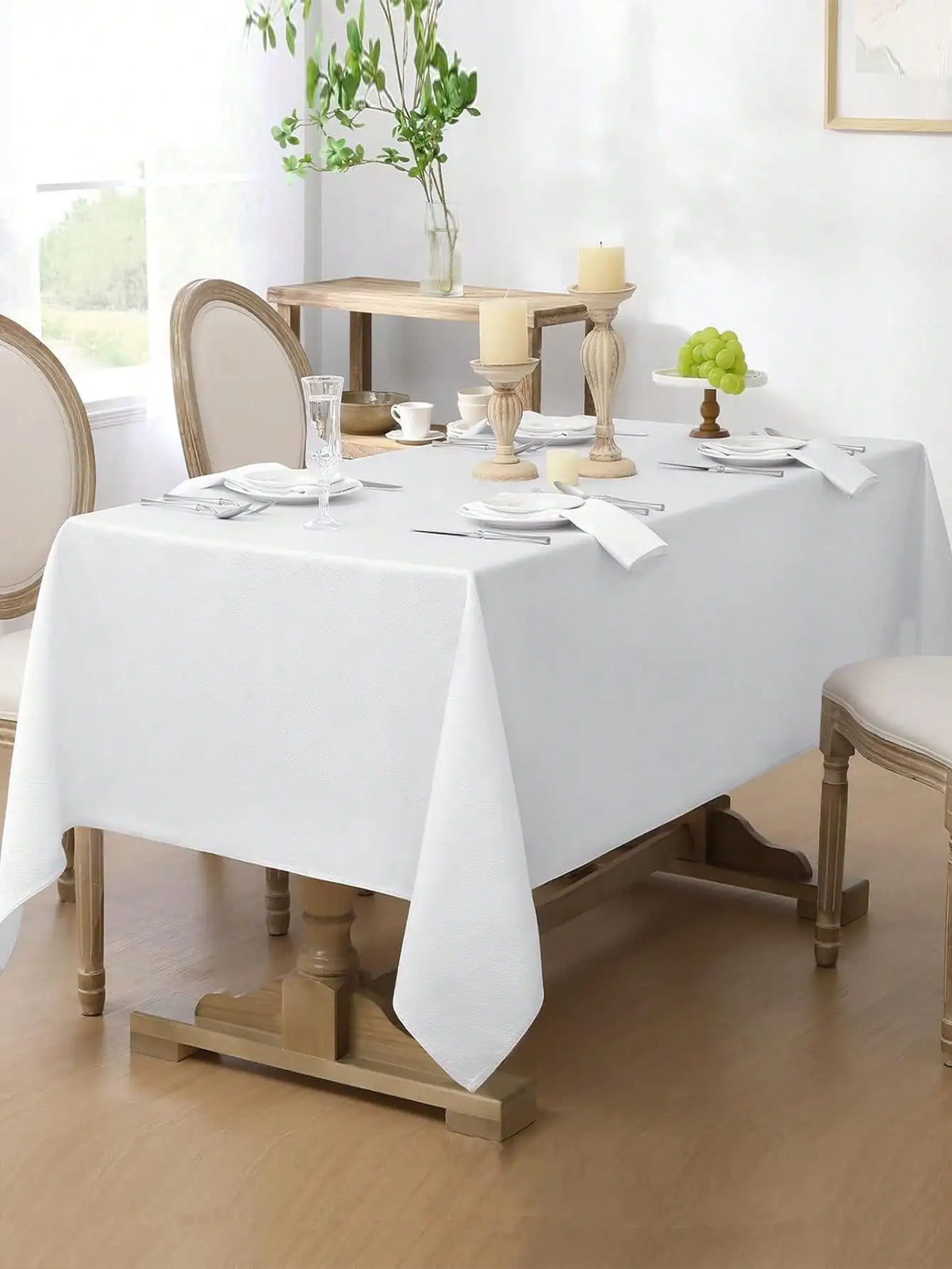 nappe table blanche texture fine moderne réutilisable polyester rectangleextérieur mariage fête blanc opacité minimaliste