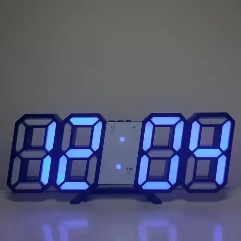 horloge digitale led moderne réveil affichage semaine calendrier blanc gris rouge vert bleu noir