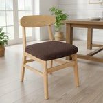 housse chaise moderne tissu géométrique polyester coton gris bois naturel