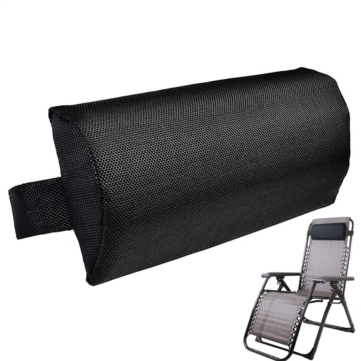 coussin chaise longue noir maille fine élastique moderne repos terrasse camping pause déjeuner polyester