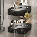 étagère salle bain portable adhésive gris foncé structure perforée moderne seule piece