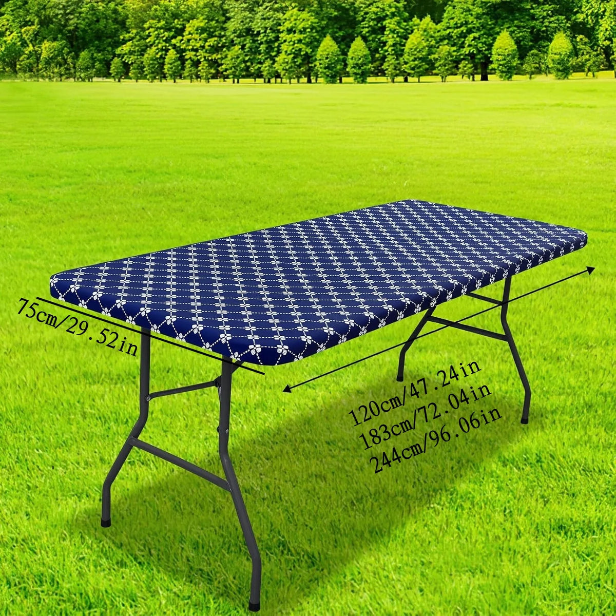 nappe table rectangulaire grise motif géométrique élastique imperméable extérieur mariage fête moderne
