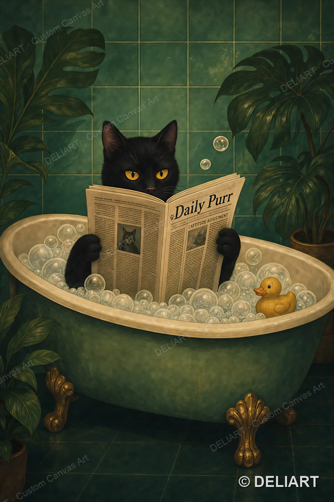 tableau decoratif chat noir salle bain deco humoristique ecofriendly fade resistant glossy canvas erotique