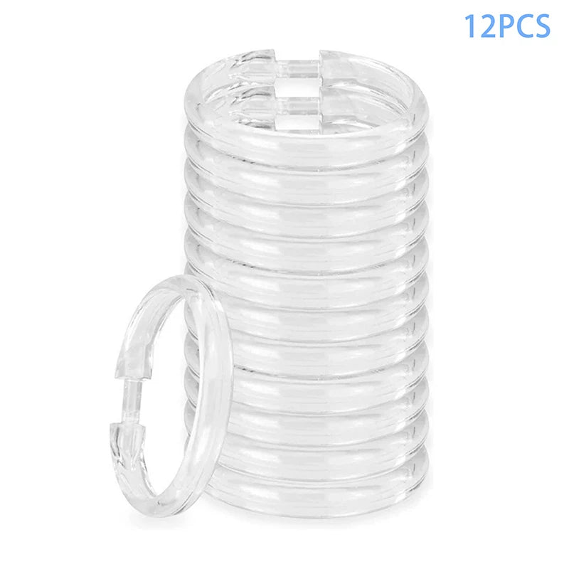 anneaux rideau transparent blanc modernes 12 pièces métal douche tringle