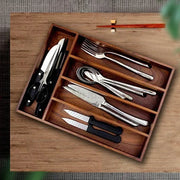 Boîte de rangement couverts en bois noir design coréen pour tiroir de cuisine élégant