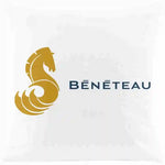 housse coussin carré polyester logo beneteau moderne décoration intérieure siège chaise voiture blanc jaune