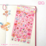stickers kawaii animaux mignons coeurs étoiles arc ciel nuages rose vert bleu blanc