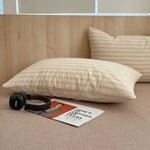 lot taies d'oreiller coton rayures rose clair modernes minimalistes douces lit maison