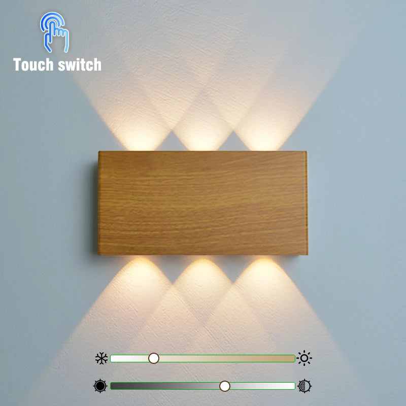 lampe murale led portable noir bois moderne adhésive rechargeable tactile type