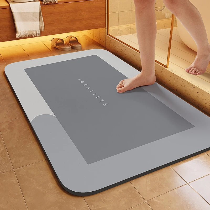 tapis bain super absorbant antidérapant moderne motifs géométriques gris living simple