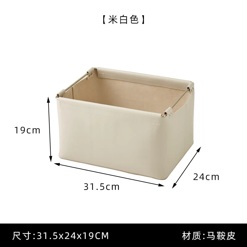 boîtes rangement cuir simili moderne minimaliste beige vert olive noir poignées métalliques