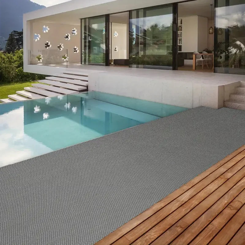 tapis sol pvc gris moderne maille fine antidérapant imperméable cuisine salle bain