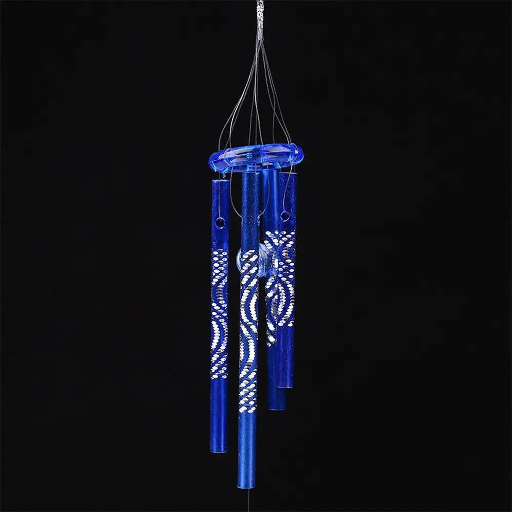 cloche vent moderne résine bleu rose violet motifs floraux opaques
