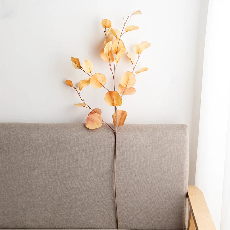 décoration intérieure branche artificielle feuilles rondes couleur automne naturelle minimaliste 87cm