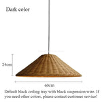 pendant suspension wicker naturel moderne rustique crochet câble noir lumière chaude chambre salon étude