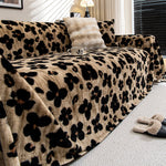 couverture canapé imitation fourrure léopard beige noir moderne salon décoration hiver confortable grande taille