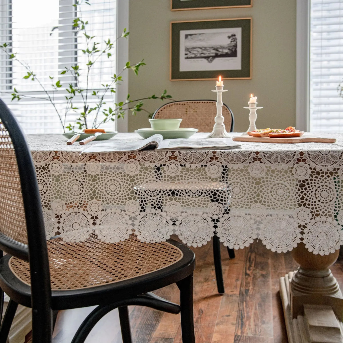 nappe table blanche polyester broderie circulaire classique mariage fête banquet