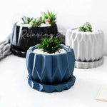 cache pot géométrique silicone bleu blanc noir moderne minimaliste plateau support facettesiaux
