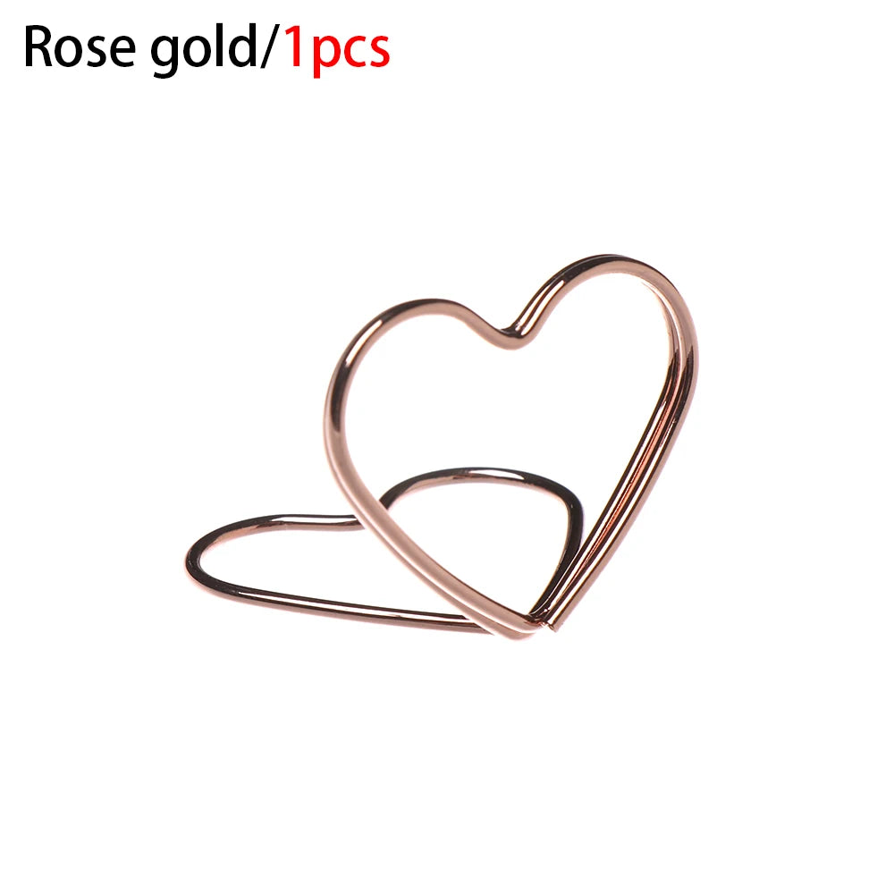 pinces papier cœur diamant moderne or rose argenté métal décoratif cartes notes support
