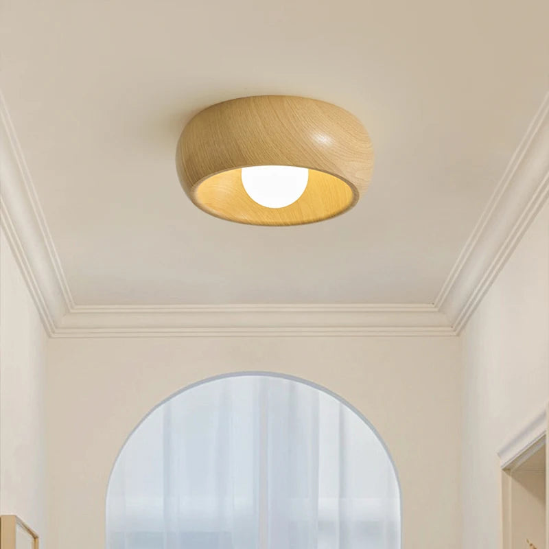 lampe moderne texture bois couleur naturelle blanche éclairage led réglable sans télécommande