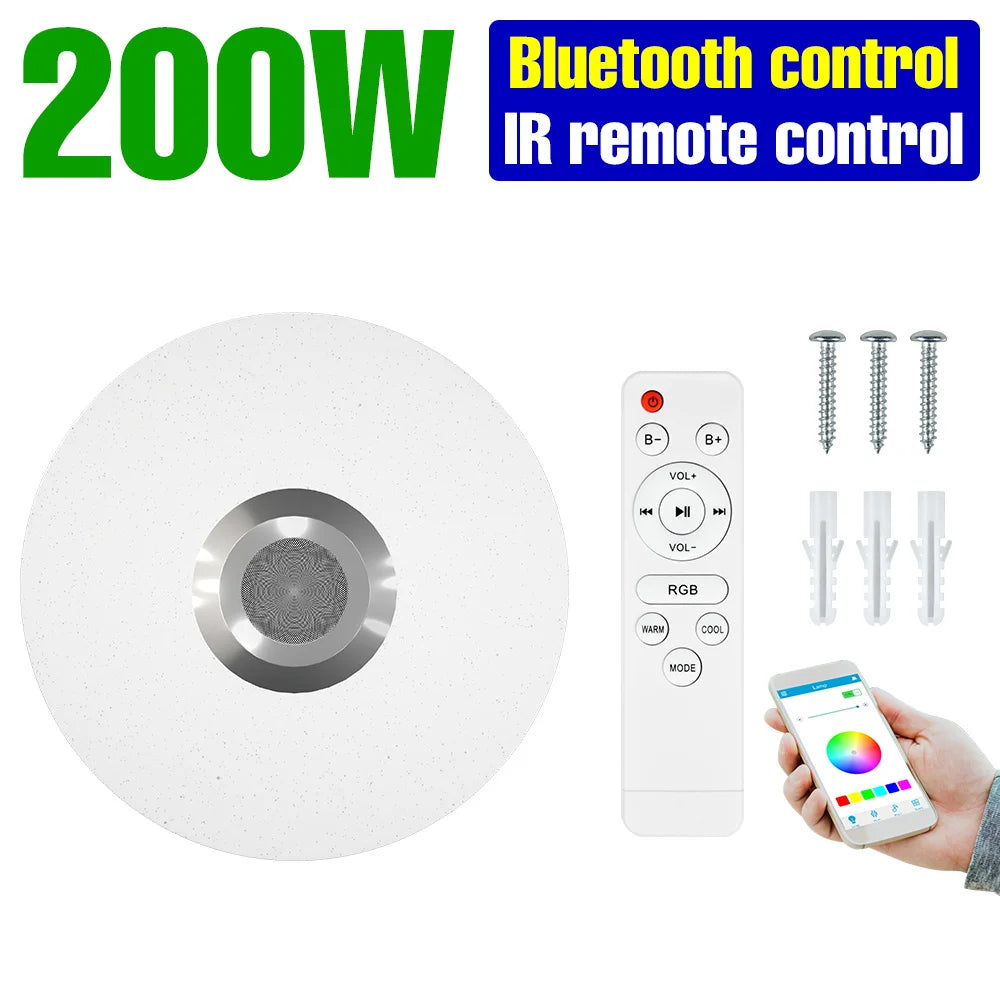 luminaire led rgb moderne haut parleur bluetooth télécommande éclairage musical multicolore opaque