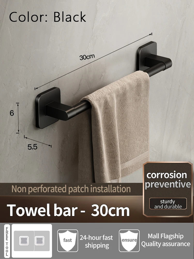 porte serviettes mural adhésif gris rayures horizontales moderne salle bain auto alliage aluminium
