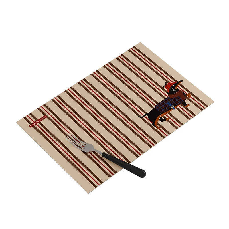 lot tapis table rectangulaires modernes motif chien rayures beige violet