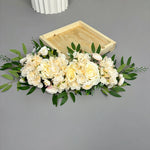 décoration mariage guirlande fleurs artificielles soie violet blanc crème vert jaune