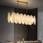 Suspension lumineuse moderne cristal blanc doré ovale translucent salon chambre