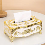boîte mouchoirs ornements floraux strass blanc or rouge