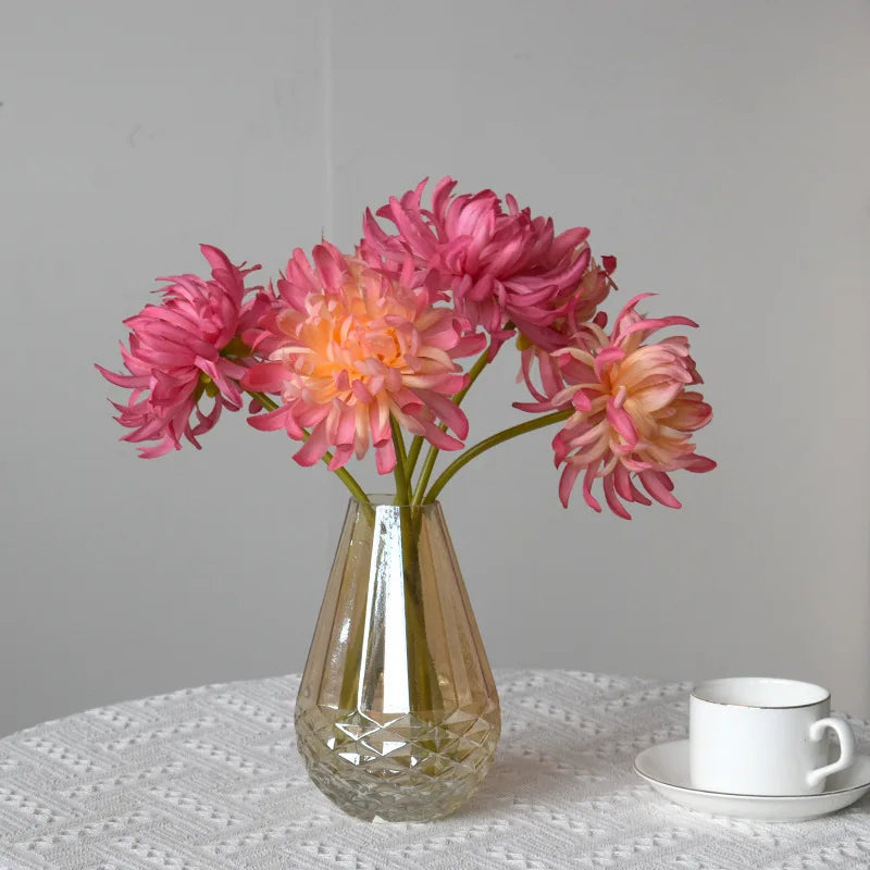 bouquet artificielle fleur chrysanthème multicolore decoration mariage anniversaire intérieur moderne soie 32cm