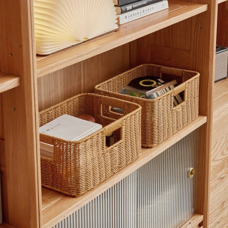 panier rangement rotin marron clair rustique salle bain salon